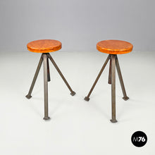 Load image into Gallery viewer, Adjustable stools in wood and metal, 1960s