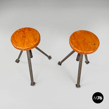 Load image into Gallery viewer, Adjustable stools in wood and metal, 1960s