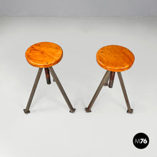 Load image into Gallery viewer, Adjustable stools in wood and metal, 1960s