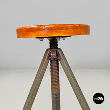Load image into Gallery viewer, Adjustable stools in wood and metal, 1960s