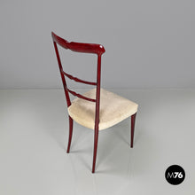 Charger l'image dans la galerie, Red lacquered chairs with fabric, 1970s