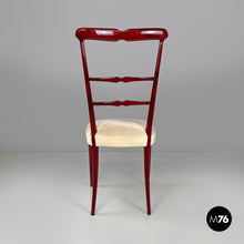 Charger l'image dans la galerie, Red lacquered chairs with fabric, 1970s