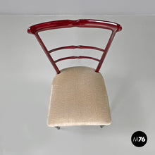 Charger l'image dans la galerie, Red lacquered chairs with fabric, 1970s