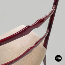 Charger l'image dans la galerie, Red lacquered chairs with fabric, 1970s