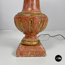 Load image into Gallery viewer, Table lamps in red and golden wood, 1980s