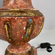 Load image into Gallery viewer, Table lamps in red and golden wood, 1980s