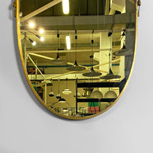 Load image into Gallery viewer, Oval brass wall mirror with classic friezes, 1950s