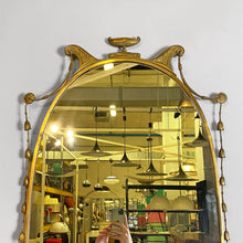 Load image into Gallery viewer, Oval brass wall mirror with classic friezes, 1950s
