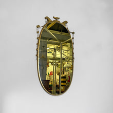 Load image into Gallery viewer, Oval brass wall mirror with classic friezes, 1950s