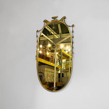 Load image into Gallery viewer, Oval brass wall mirror with classic friezes, 1950s