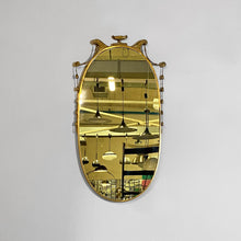 Load image into Gallery viewer, Oval brass wall mirror with classic friezes, 1950s