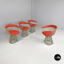 画像をギャラリービューアに読み込む, Metal and red fabric chairs by Warren Platner for Knoll, 1970s