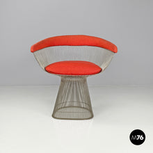 画像をギャラリービューアに読み込む, Metal and red fabric chairs by Warren Platner for Knoll, 1970s