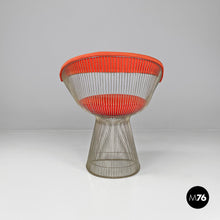画像をギャラリービューアに読み込む, Metal and red fabric chairs by Warren Platner for Knoll, 1970s