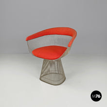 画像をギャラリービューアに読み込む, Metal and red fabric chairs by Warren Platner for Knoll, 1970s