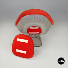 画像をギャラリービューアに読み込む, Metal and red fabric chairs by Warren Platner for Knoll, 1970s
