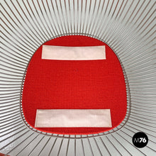 画像をギャラリービューアに読み込む, Metal and red fabric chairs by Warren Platner for Knoll, 1970s