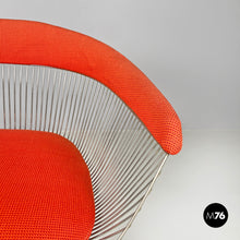 画像をギャラリービューアに読み込む, Metal and red fabric chairs by Warren Platner for Knoll, 1970s