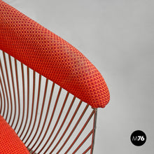 画像をギャラリービューアに読み込む, Metal and red fabric chairs by Warren Platner for Knoll, 1970s