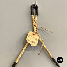 画像をギャラリービューアに読み込む, Squared wooden wall mirror with rope, 1960s