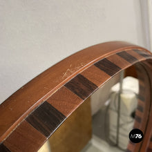 画像をギャラリービューアに読み込む, Rounded two toned wood wall mirror with rope, 1960s