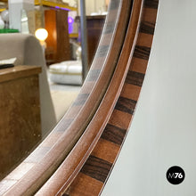 画像をギャラリービューアに読み込む, Rounded two toned wood wall mirror with rope, 1960s