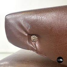 Charger l'image dans la galerie, Brown leather swivel armchair, 1950s