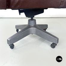 Charger l'image dans la galerie, Brown leather swivel armchair, 1950s