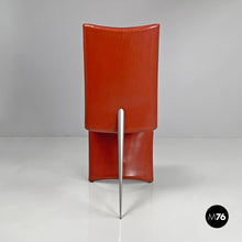 画像をギャラリービューアに読み込む, Red leather chairs Ed Archer by Philippe Starck for Driade, 1980s