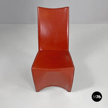 画像をギャラリービューアに読み込む, Red leather chairs Ed Archer by Philippe Starck for Driade, 1980s