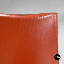 画像をギャラリービューアに読み込む, Red leather chairs Ed Archer by Philippe Starck for Driade, 1980s