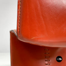 画像をギャラリービューアに読み込む, Red leather chairs Ed Archer by Philippe Starck for Driade, 1980s