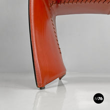 画像をギャラリービューアに読み込む, Red leather chairs Ed Archer by Philippe Starck for Driade, 1980s
