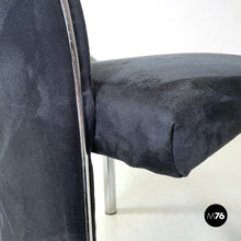 Load image into Gallery viewer, Blue velvet and chromed metal chairs, 1980s