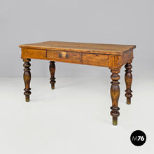 画像をギャラリービューアに読み込む, Wood and brass dining table, 1800s