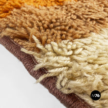 Load image into Gallery viewer, Short-pile brown, orange and beige carpet, 1970s