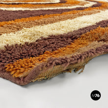 Load image into Gallery viewer, Short-pile brown, orange and beige carpet, 1970s