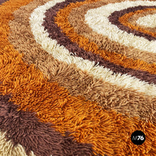Load image into Gallery viewer, Short-pile brown, orange and beige carpet, 1970s