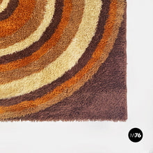 Load image into Gallery viewer, Short-pile brown, orange and beige carpet, 1970s