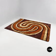 Load image into Gallery viewer, Short-pile brown, orange and beige carpet, 1970s