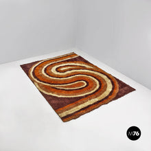 Load image into Gallery viewer, Short-pile brown, orange and beige carpet, 1970s