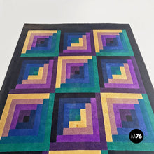 画像をギャラリービューアに読み込む, Rectangular carpet with geometric pattern by Ottavio Missoni for T&J Vestor, 1980s