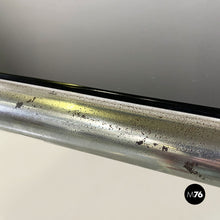 Load image into Gallery viewer, Steel and smoked glass dining table or desk, 1970s