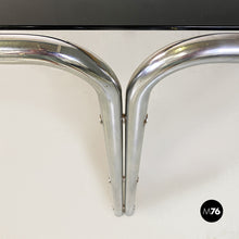 Load image into Gallery viewer, Steel and smoked glass dining table or desk, 1970s