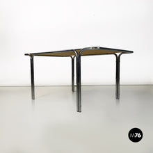 Load image into Gallery viewer, Steel and smoked glass dining table or desk, 1970s