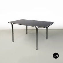 Load image into Gallery viewer, Steel and smoked glass dining table or desk, 1970s