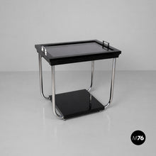 Load image into Gallery viewer, Cart in black wood, glass and steel, 1930s