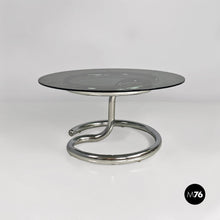 Charger l'image dans la galerie, Anaconda smoked glass and chromed steel coffee table by Paul Tuttle for Strassle International, 1970s