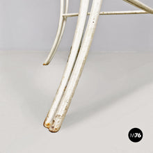 Load image into Gallery viewer, White wrought iron and glass garden table, 1960s