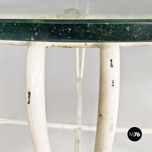 Load image into Gallery viewer, White wrought iron and glass garden table, 1960s